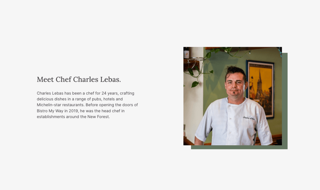 Introduction to Charles Lebas; the owner and head chef.