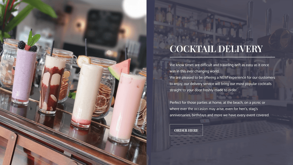 Website section showing cocktail delivery offers.